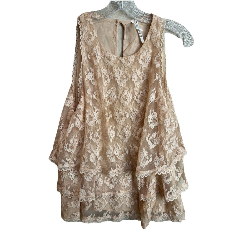 Anthropologie Tiered Lace Cottagecore Fairy Whimsical Sleeveless US 10 Peach